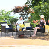 4 PCS Outdoor Wicker Conversation Set Rattan Loveseat Chair with Coffee Table & 6 Seat Cushion Covers