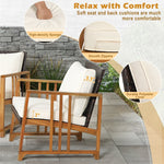4 Piece Wicker Patio Conversation Set Acacia Wood Frame Rattan Outdoor Sofa Set with Seat & Back Cushions