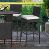 4 PCS Patio Wicker Barstools Outdoor Bar Height Chairs Heavy-Duty Metal Frame with Soft Seat Cushions & Footrests