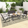 4 Pcs Wicker Patio Rocking Furniture Set Heavy-Duty Frame Rattan Porch Rocking Chair Loveseat Coffee Table Set with Cushions