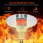 50,000 BTU Stainless Steel Propane Patio Heater Floorstanding LP Gas Outdoor Heater with Wheels