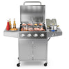 5-Burner Gas Grill 50,000 BTU Heavy-Duty Propane Grill with Stainless Steel Side Burner, 2 Prep Tables & 4 Wheels