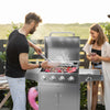 50000 BTU Heavy-Duty Propane Gas BBQ Grill 5-Burner Barbeque Pit with Side Burner 2 Prep Tables Thermometer 4 Wheels