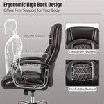 Big & Tall Office Chair 500lbs High Back Executive Chair Adjustable Leather Desk Chair Wide Seat Swivel Task Chair with Heavy Duty Metal Base