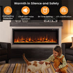 50" Linear Electric Fireplace Wall Mounted Freestanding Recessed Fireplace 1500W Slim Fireplace Heater with Remote Control