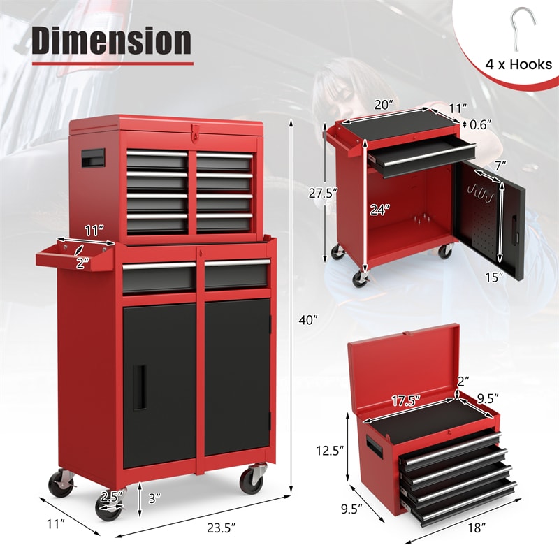 5-Drawer Rolling Tool Chest High Capacity Tool Storage Cabinet Toolbox Organizer with Wheels & Locking System