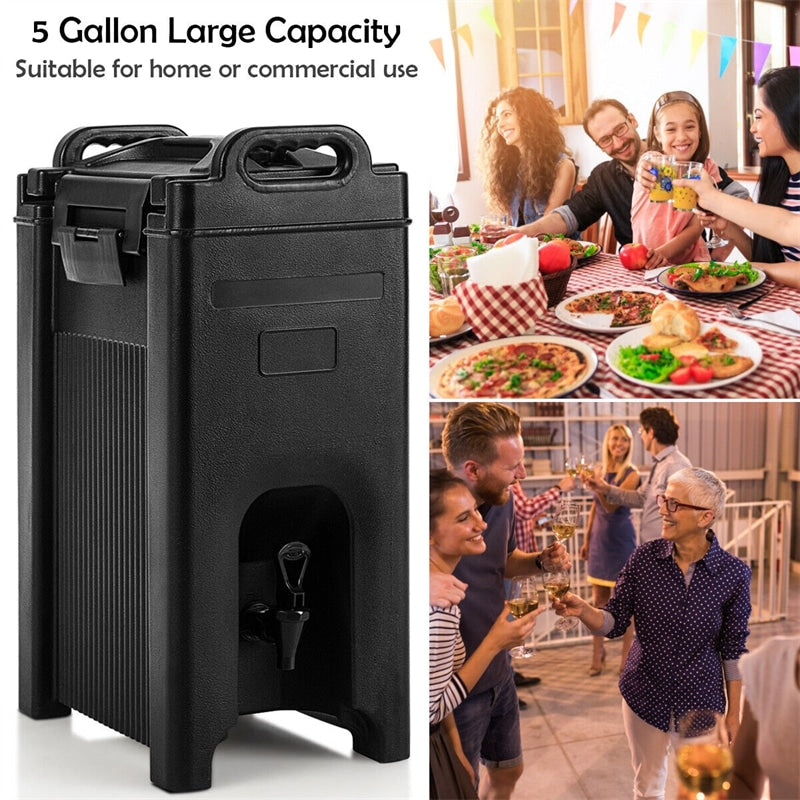Large Capacity Insulated Beverage Dispenser 3.17 Gal Hot & Cold Drink  W/ Handles