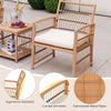 5 Piece Patio Rattan Wicker Conversation Set Outdoor Cushioned Furniture Set with 2-Tier Coffee Table & 2 Ottomans