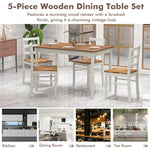 Dining Table Set for 4, Solid Wood Rectangular Table 4 Chairs Set 5-Piece Farmhouse Dinette Set Space-Saving Kitchen Furniture