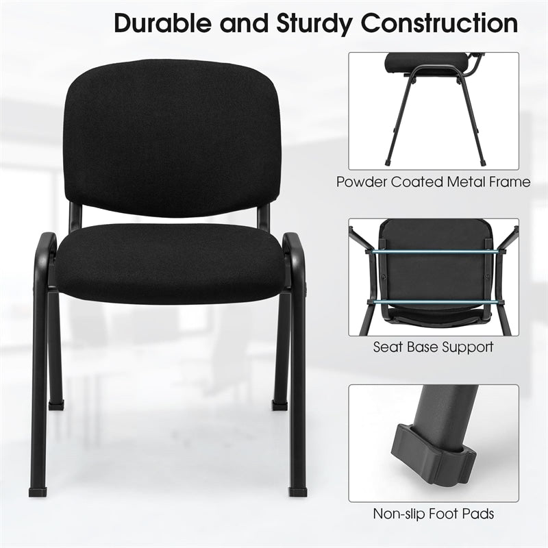 Office Guest Chairs Set of 5 Stackable Conference Room Chairs Waiting Room Reception Chairs with Ergonomic Upholstered Seats