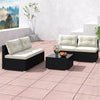 5-Piece Outdoor Rattan Sectional Sofa Set Wicker Patio Conversation Set with Tempered Glass Side Table, Seat & Back Cushions