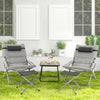 5 Pcs Outdoor Folding Sling Chair Set Beach Lawn Chairs with Ottoman, Coffee Table, Removable Seat Cushion & Headrest