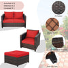 5 Piece Rattan Patio Furniture Set Conversation Set Wicker Loveseat Sofa Chair with Cushions & Ottomans for Yard Garden Poolside