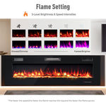 60" Electric Fireplace Insert In-Wall & Wall Mounted Fireplace with Touch Screen, Remote Control & Log Decoration