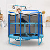60" Kids Mini Trampoline 5 FT Toddler Recreational Trampoline with Swinging Rings & Horizontal Bar