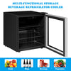 60 Cans Mini Beverage Refrigerator Soda Drink Fridge Beer Cooler with Removable Shelves & Glass Door for Home Commercial Use