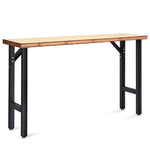 65" Multifunctional Workbench Heavy Duty Garage Workbench with Bamboo Tabletop & Triangle Reinforcement