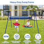 660 LBS Heavy-Duty Metal Swing Frame Extra Large A-Frame Swing Stand with Ground Stakes for Kids Adults Backyard