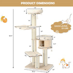 68.5" Tall Cat Tree Large Wooden 4-Level Modern Cat Tree Tower Condo with Sisal Posts & Cushioned Hammock for Kitten Activity