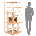 69" Tall Cat Tree Modern Cat Tower Multi-level Kitten Activity Tower with Cat Condo, Sisal Scratching Posts & Plush Cushions