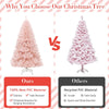 6FT Pink Artificial Christmas Tree Unlit Hinged Spruce Full Xmas Tree with Metal Stand for Indoor & Outdoor Use