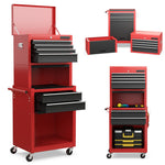 6-Drawer Rolling Tool Chest 3-in-1 Storage Cabinet Toolbox Combo with Auto Locking System & Lockable Wheels