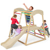 6-in-1 Indoor Jungle Gym Large Wooden Playground Climber Playset Montessori Climbing Toys with Slide, Ladders & Wating Area for Toddlers Kids