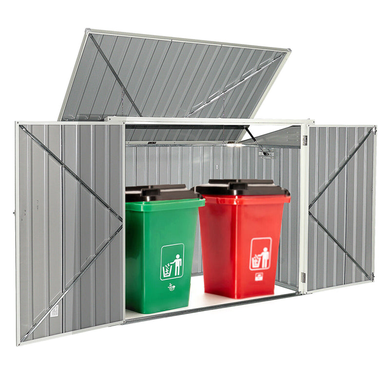 6 x 3FT Horizontal Storage Shed Multifunctional Storage Cabinet Metal Garbage Can Enclosure for Garden Yard