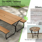 6FT HDPE Picnic Table Bench Set All-Weather Heavy-Duty Frame Outdoor Table with 2 Benches & Umbrella Hole