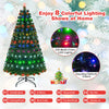 6FT Pre-Lit Artificial Christmas Tree 8 Flash Modes Fiber Optical Tree with Multicolor LED Lights & Metal Stand