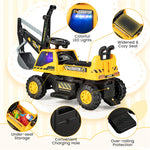 Kids Ride On Excavator 6V Battery Powered Ride On Bulldozer Loader Digger Toy Car Construction Vehicle with Under Seat Storage & Lights