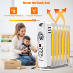 700W Electric Oil Filled Radiator Space Heater Portable Heater with Adjustable Thermostat, Overheat & Tip-Over Protections
