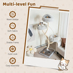 70" Tall Cat Tree Multi-Level Large Cat Tower with 3 Warm Perches, Scratching Posts, Board & 3 Jingling Balls for Large Cats Indoors