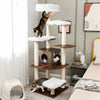 71" Tall Wood Cat Tree Multi-Level Modern Cat Tower with Plush Perch, Cozy Condo, Scratching Posts, Cushions & Cat Self Groomer