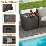 72 Gallon Square Wicker Deck Box Rattan Patio Storage Container Cushions Storage Box with Waterproof Zippered Liner & Safe Pneumatic Rod