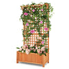 72.5" Raised Garden Bed Freestanding Wood Planter Box with Trellis & Roof for Plant Flower Climbing Pot Hanging