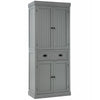 72" H Kitchen Pantry Cabinet Traditional Freestanding Cupboard Large Tall Storage Cabinet with Drawer & Adjustable Shelves