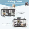 72" Tall Wooden Catio Outdoor Cat Enclosure Large Cat House Walk-in Cat Condo Cage Kitten Playpen with Weatherproof Asphalt Roof & Wheels