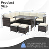 7 PCS Outdoor Wicker Sectional Furniture Set Patio Conversation Sofa Set with Coffee Table, Ottomans& Cushions