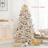 7.5Ft Unlit Artificial Christmas Tree Spruce Hinged Silver Tinsel Tree with Metal Stand