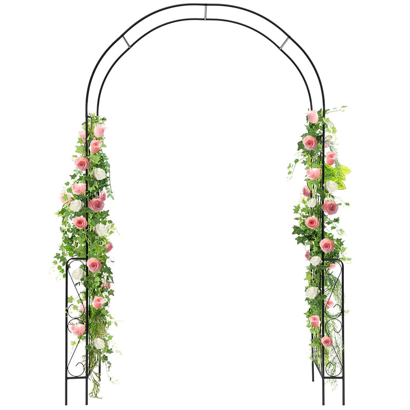 7.9 FT Metal Garden Arch Pergola Arbor Wedding Archway Backdrop Stand for Climbing Plants Yard Lawn Decor