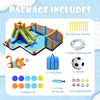 Inflatable Water Slide Bounce House 7-in-1 Water Soccer Giant Waterslide Park with Splash Pool & Climbing Wall with 735W Blower