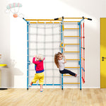 7-in-1 Steel Swedish Ladder Wall Indoor Jungle Gym Kids Toddler Climbing Toys with Pull-up Bar & Gymnastic Rings