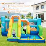 7-in-1 Kids Inflatable Bounce House Bouncy Castle Ice Cream Theme  Multi-play Jumping House with Slide, Large Ball Pit & Pitching Game