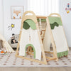 7-in-1 Toddler Climbing Toys Wooden Montessori Kids Indoor Playground Jungle Gym with Slide, Climbing Net & Removable Tent