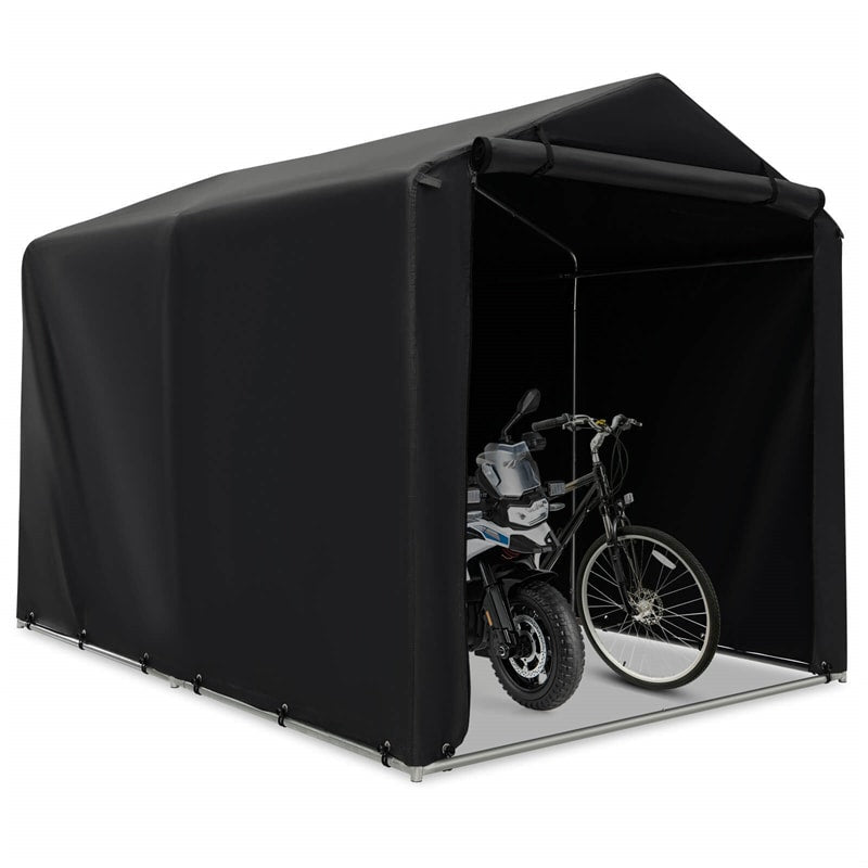 7' x 5.2' Heavy Duty Storage Shelter Outdoor Bike Storage Tent Portable Garden Shed with Waterproof Cover & Roll-up Zipper Door