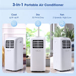8000 BTU 3-in-1 Portable Air Conditioner with Cooling Fan Dehumidifier Function & Remote Control