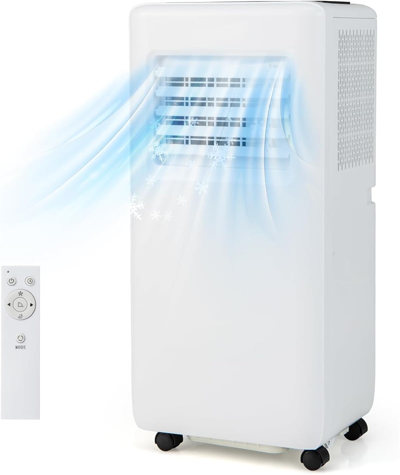 8000BTU Portable Air Conditioner 3-in-1 Quiet AC Unit with Fan, Dehumidifier, Smart Sleep Mode, Remote Control, Window Installation Kit
