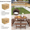 8-Person Wood Picnic Table Bench Set Outdoor Round Picnic Table with Umbrella Hole, 4 Built-in Benches, 500lbs Capacity Per Bench for Garden Yard