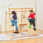 8-in-1 Wooden Montessori Climbing Toys Toddler Climber Indoor Jungle Gym with Slide & Gymnastic Rings